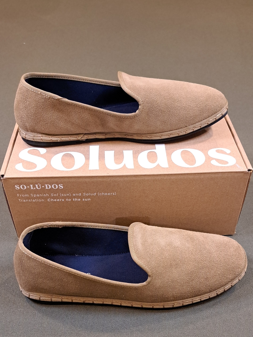 Soludos Mens All Weather Flats_The Smoking - Color: Camel Brown - Size: 10